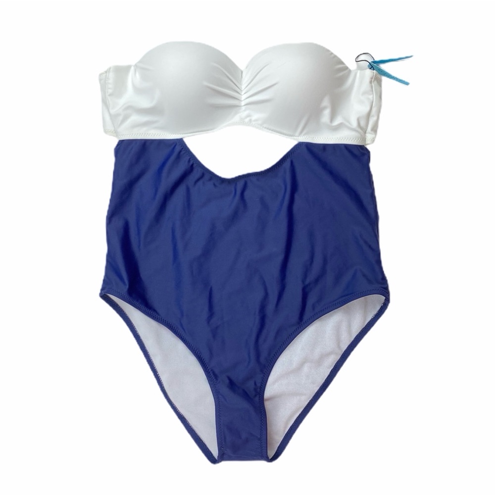 Cheeky Gal #CUPSAY One Piece Swimsuit blue white L